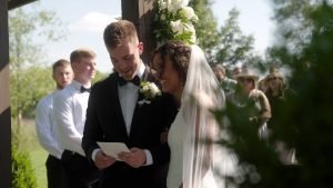 Zach and Ami at their wedding altar.